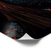 モザイクカラフルステンドグラスの木効果デザイン ポスター (コーナー)