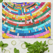 モザイクカラフルスパイラル キッチンタオル (折り畳み)