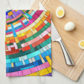 モザイクカラフルスパイラル キッチンタオル (四つ折り)