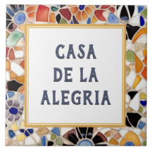モザイクカラフルスペインのカスタムハウスネームプレート