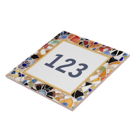 モザイクカラフルスペインのハウスドア番号記号 タイル (側面)