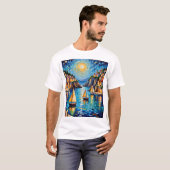 モザイクカラフルセーリング地中海のサンセットティー Tシャツ (正面フル)