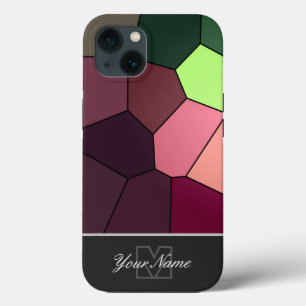 モザイクカラフルタイルとモノグラム! iPhone 13ケース