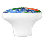 モザイクカラフルタイルコイ池赤い花 セラミックノブ (側面)