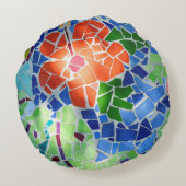 モザイクカラフルタイルコイ魚池 ラウンドクッション (裏面)