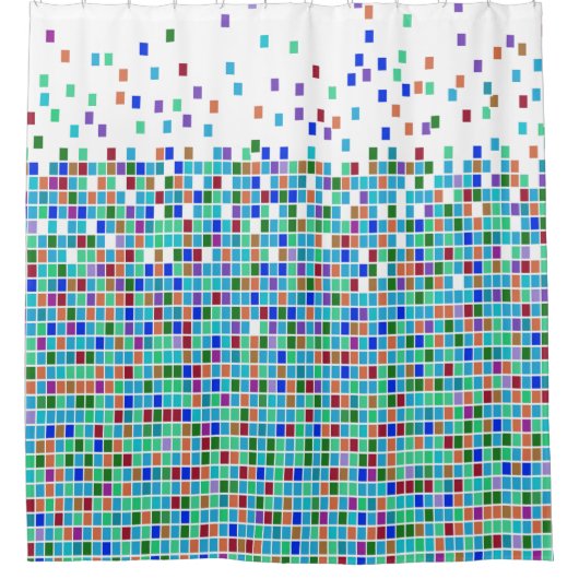モザイクカラフルタイルデザインシャワーカーテン シャワーカーテン (正面)
