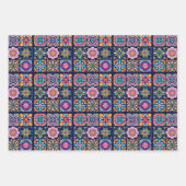 モザイクカラフルタイルデザイン花3 ラッピングペーパーシート (正面)