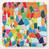 モザイクカラフルタイル スクエアペーパーコースター (正面)