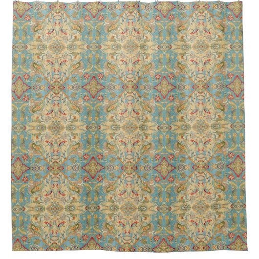 モザイクカラフルパアステカターンインディアンメキシコエチニ シャワーカーテン (正面)