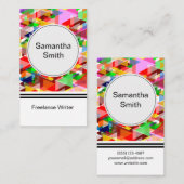 モザイクカラフルパターンのフリーランス作家 名刺 (正面/裏面)