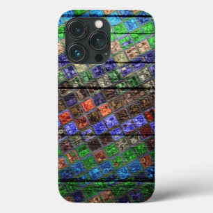 モザイクカラフルパターンの木目#6 iPhone 13 PROケース