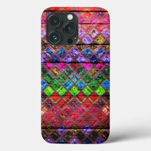 モザイクカラフルパターン木目 iPhone 13 PROケース
