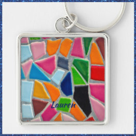 モザイクカラフルパターン キーホルダー