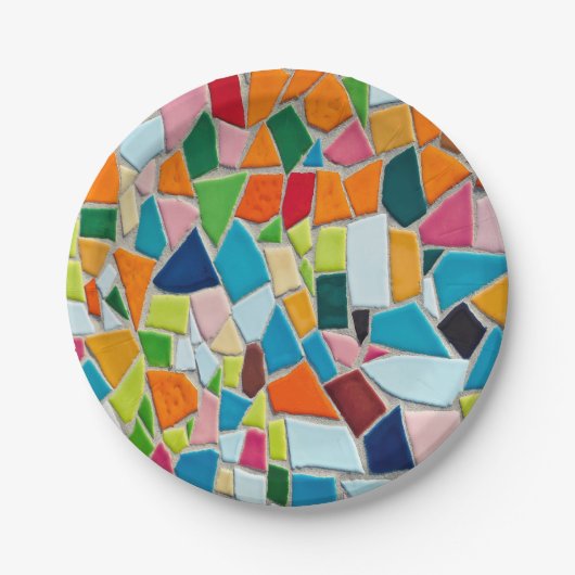 モザイクカラフルパターン ペーパープレート (正面)