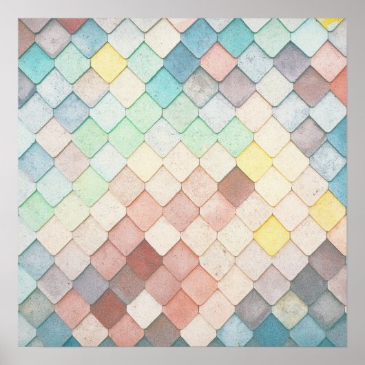 モザイクカラフルパターン ポスター (正面)