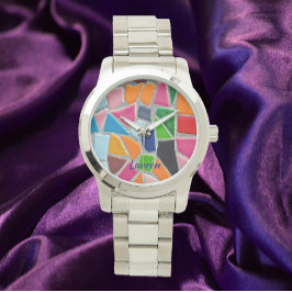 モザイクカラフルパターン 腕時計