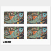 モザイクカラフルフィッシュシール 長方形シール (シート)