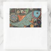 モザイクカラフルフィッシュシール 長方形シール (バッグ)