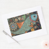 モザイクカラフルフィッシュシール 長方形シール (封筒)