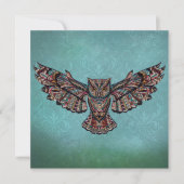 モザイクカラフルフクロウ(ターコイズの背景) カード (正面)