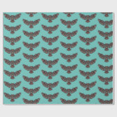 モザイクカラフルフクロウ(ターコイズの背景) ラッピングペーパー (フラット)