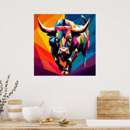 モザイクカラフルブル ポスター (キッチン)