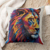 モザイクカラフルライオン彫刻 クッション (ブランケット)