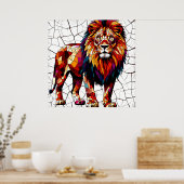 モザイクカラフルライオン彫刻 ポスター (キッチン)