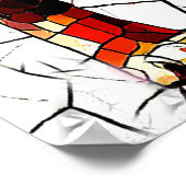 モザイクカラフルライオン彫刻 ポスター (角)