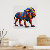 モザイクカラフルライオン彫刻 ポスター (キッチン)