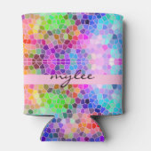 モザイクカラフルレインボーピンクブルー抽象芸術ファンキー 缶クーラー (裏面)