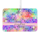 モザイクカラフルレインボーピンクモノグラム抽象芸術 カーエアーフレッシュナー (裏面)