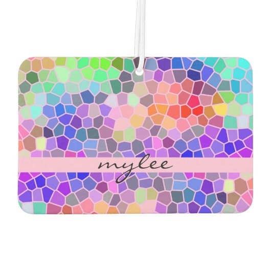 モザイクカラフルレインボーピンクモノグラム抽象芸術 カーエアーフレッシュナー (裏面)