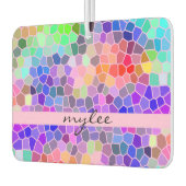 モザイクカラフルレインボーピンクモノグラム抽象芸術 カーエアーフレッシュナー (左)