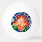 モザイクカラフルレッドフラワー 卓球ボール (正面)