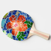 モザイクカラフルレッドフラワー 卓球ラケット (横)
