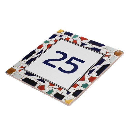 モザイクカラフル建物ハウスナンバープラーク標識 タイル (側面)