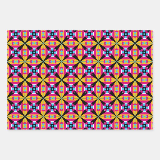モザイクカラフル抽象芸術オペアートジオメトリックパターン ラッピングペーパーシート (正面3)
