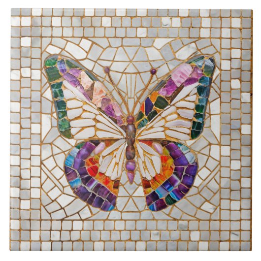 モザイクカラフル蝶 タイル (正面)