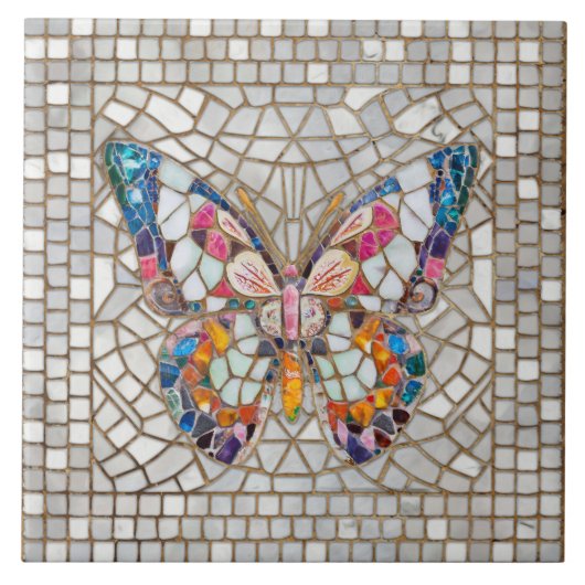 モザイクカラフル蝶 タイル (正面)