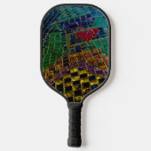 モザイクカラフル赤いハート ピックルボールラケット (裏面)