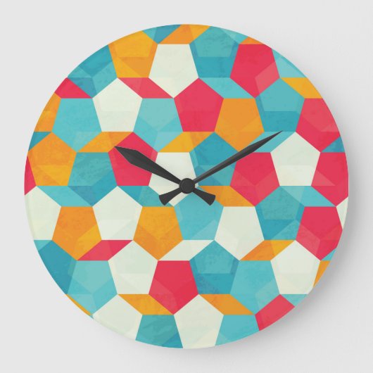 モザイクカラフル、シームレスパ芸術的ターン。 ラージ壁時計 (正面)