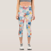 モザイクカラフル:抽象芸術パステル幾何学模様 カプリレギンス (正面)