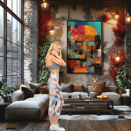 モザイクカラフル:抽象芸術パステル幾何学模様 カプリレギンス