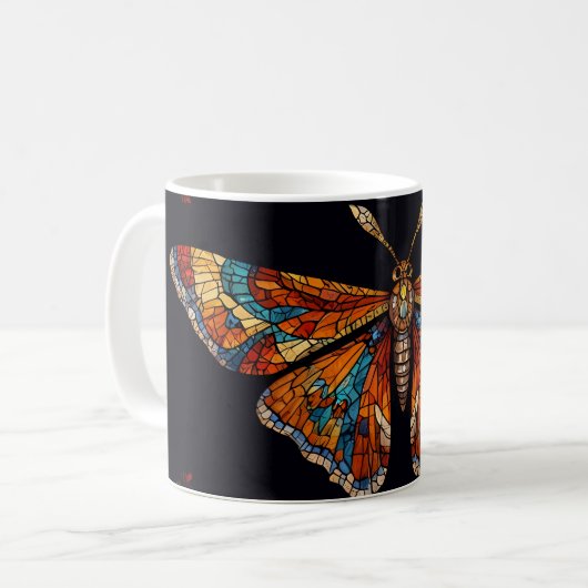 モザイクガ moth Butterfly コーヒーマグカップ (正面左)