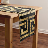 モザイクギリシャ蛇行ギリシャ鍵ブラックと金ゴールド ショートテーブルランナー (インサイチュ)