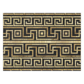 モザイクギリシャ蛇行ギリシャ鍵ブラックと金ゴールド テーブルクロス (正面(横))