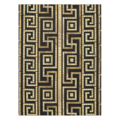 モザイクギリシャ蛇行ギリシャ鍵ブラックと金ゴールド テーブルクロス (正面)