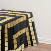 モザイクギリシャ蛇行ギリシャ鍵ブラックと金ゴールド テーブルクロス (インサイチュ)