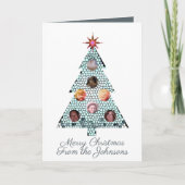 モザイククリスマスツリー写真を折り畳んだホリデーカード シーズンカード (正面)